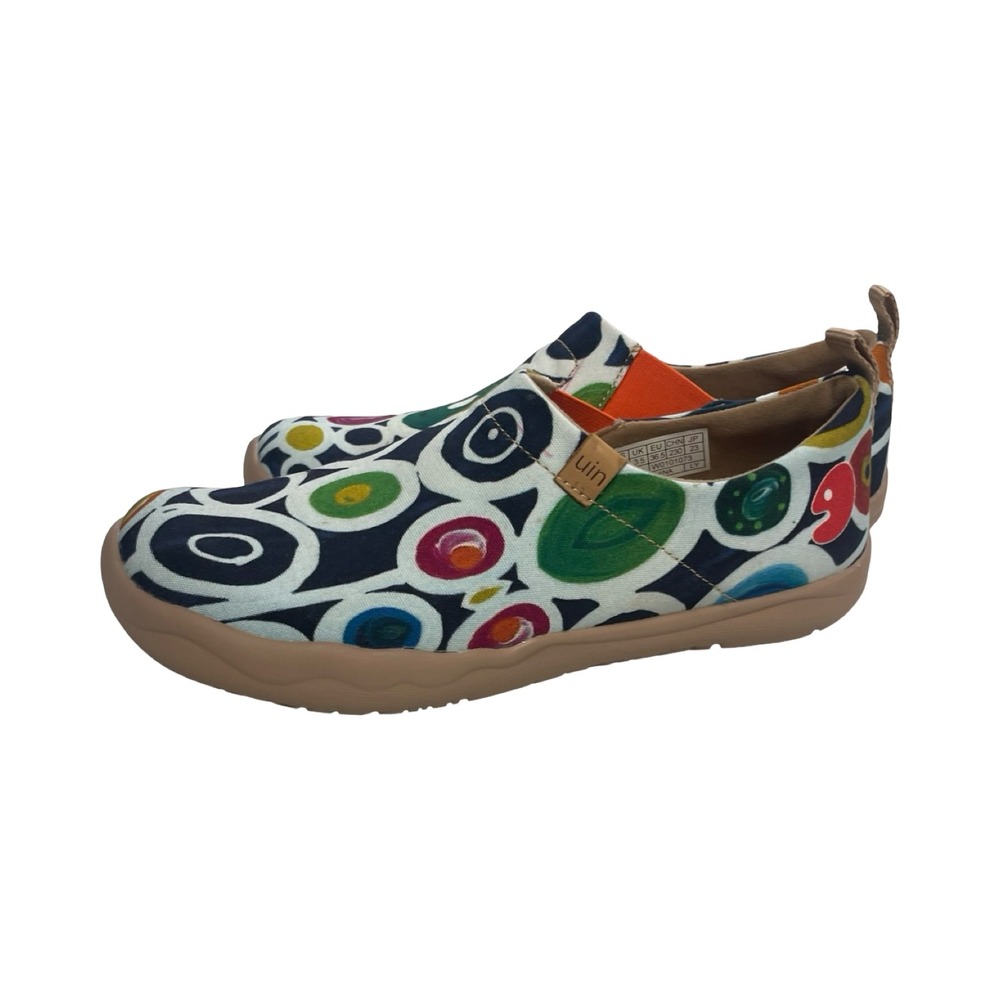 UIN Toledo Women 6 Colorful Canvas Slip On Travel Geometric Loafers casual comf - Picture 3 of 7